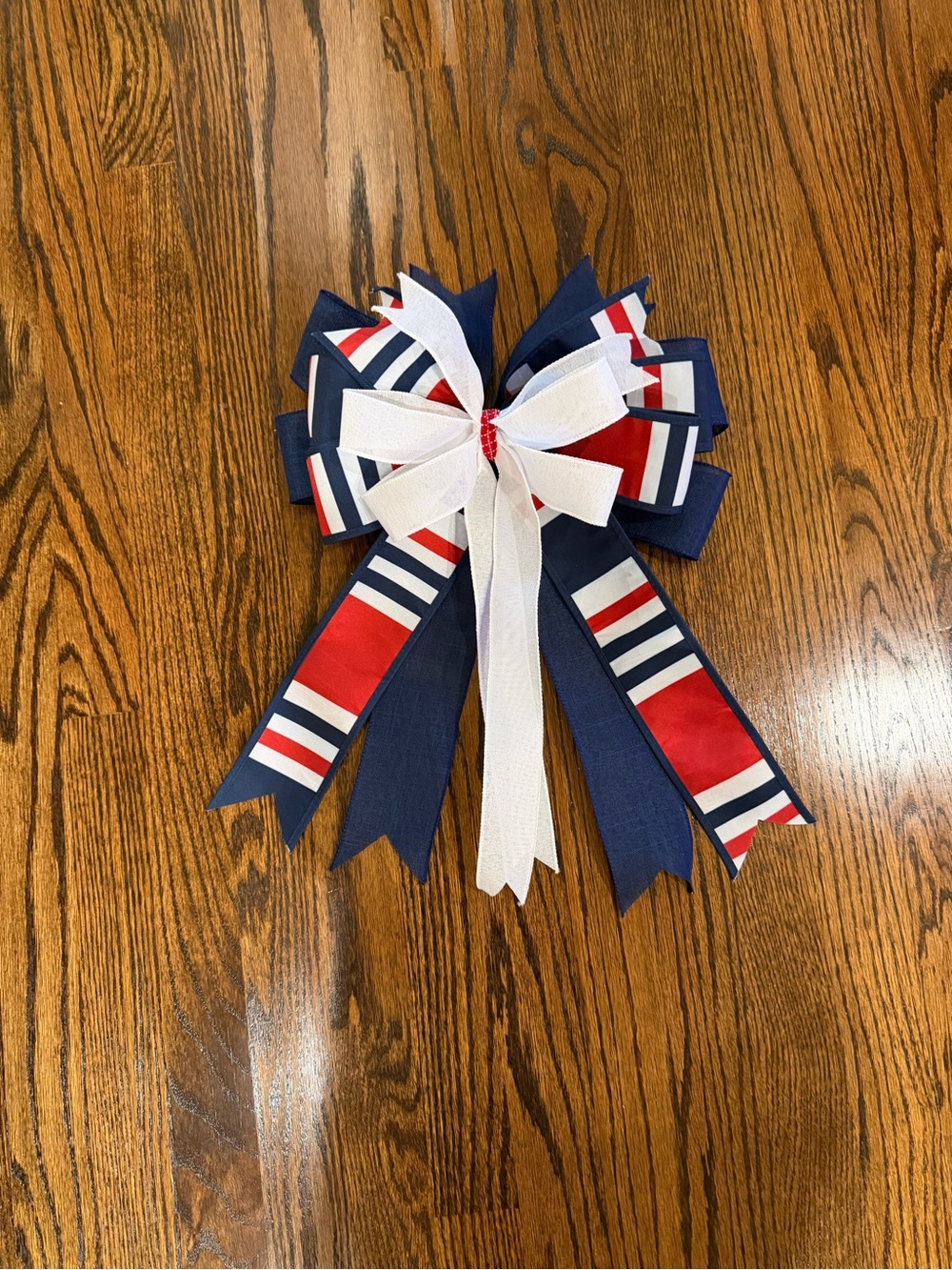 Patriotic Navy, Red & White Decorative Bow - Home Accents